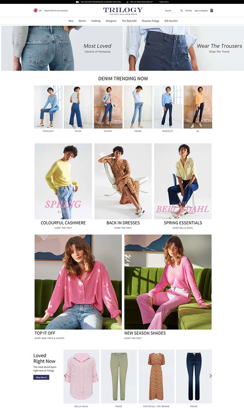 Trilogy 英国女性牛仔服饰购物网站