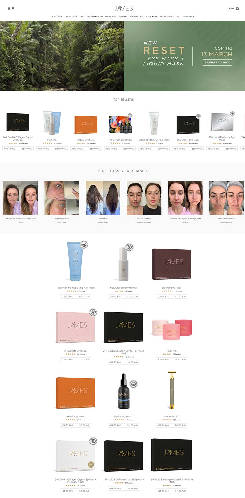 James Cosmetics 澳大利亚护肤面膜购物网站
