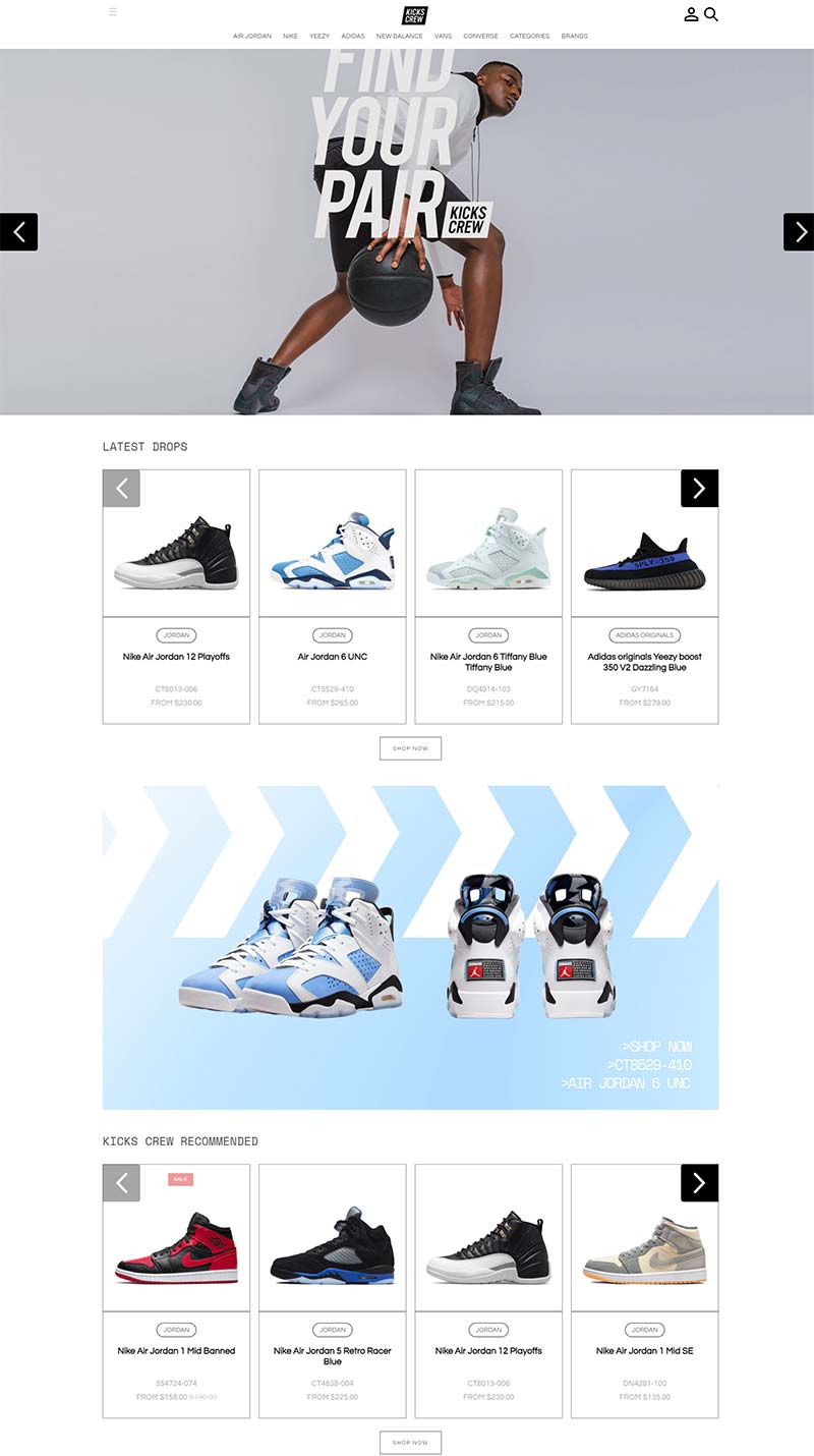 Kicks CREW 美国品牌运动鞋购物网站