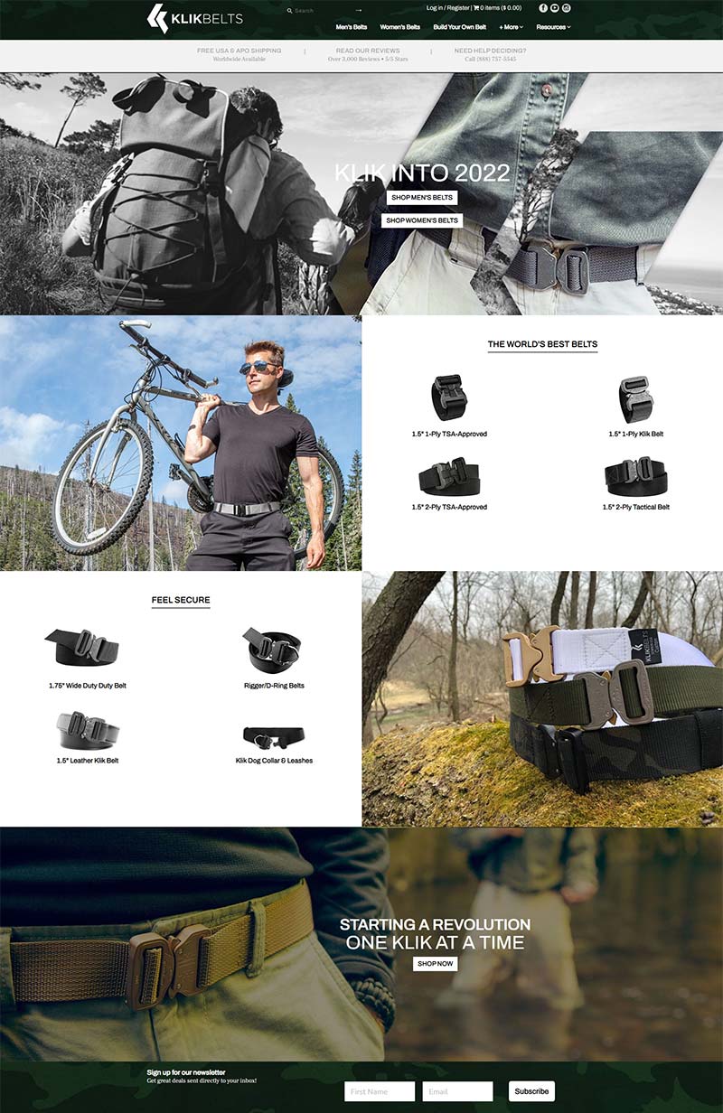 Klik Belts 美国户外腰带品牌购物网站