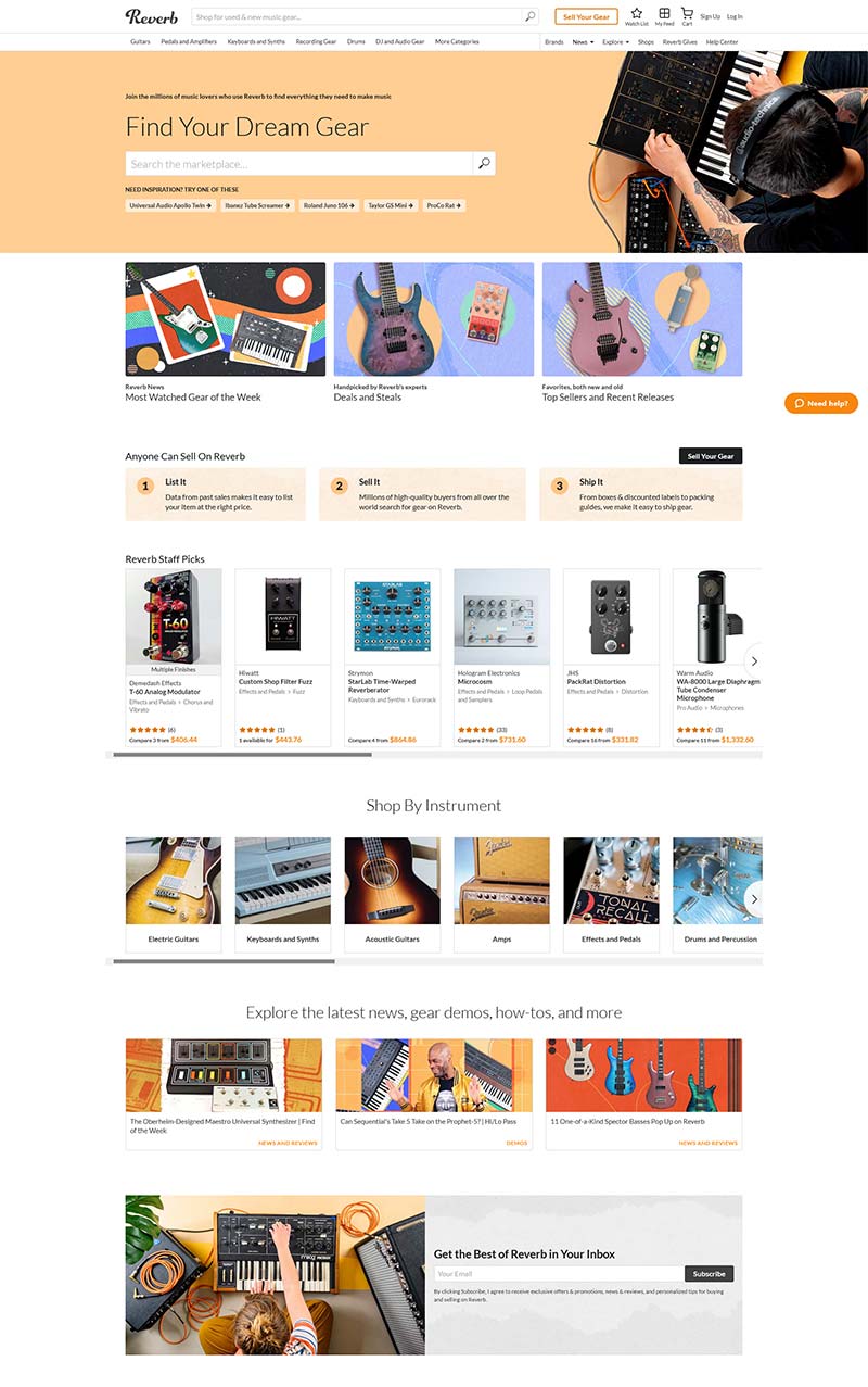 Reverb 美国乐器设备在线购物网站