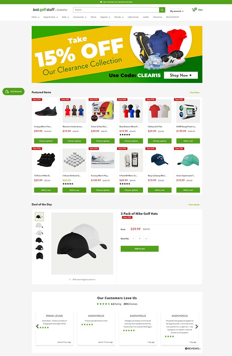 Justgolfstuff 加拿大高尔夫装备购物网站