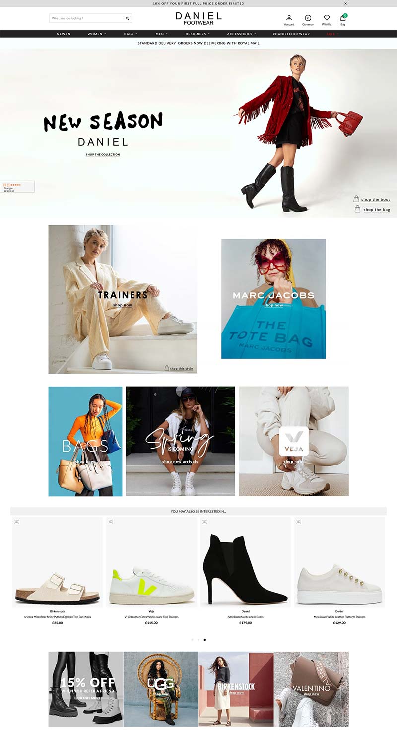 Daniel Footwear 英国高端鞋履品牌购物网站