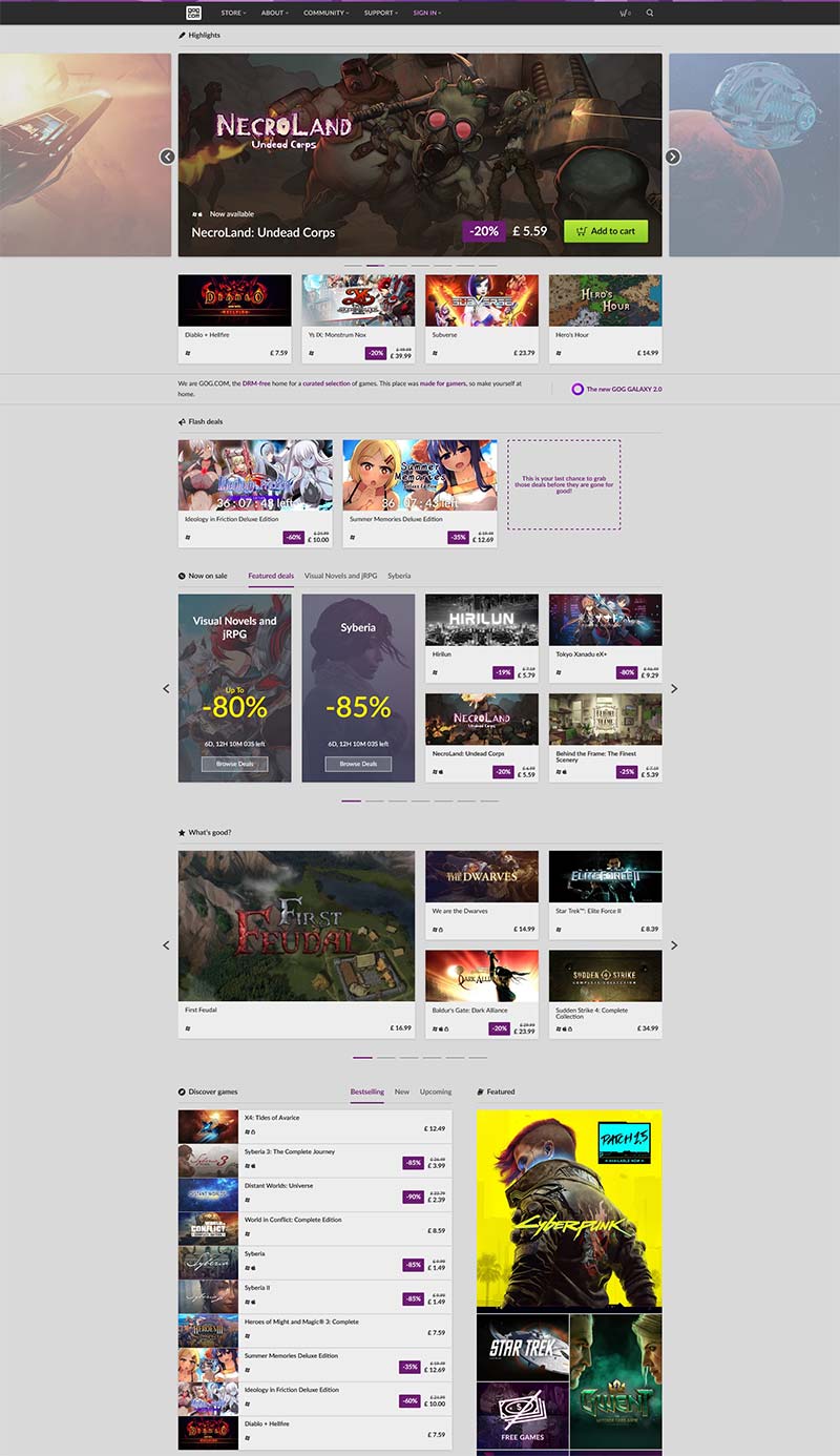 GOG.com 波兰数字游戏下载订阅网站