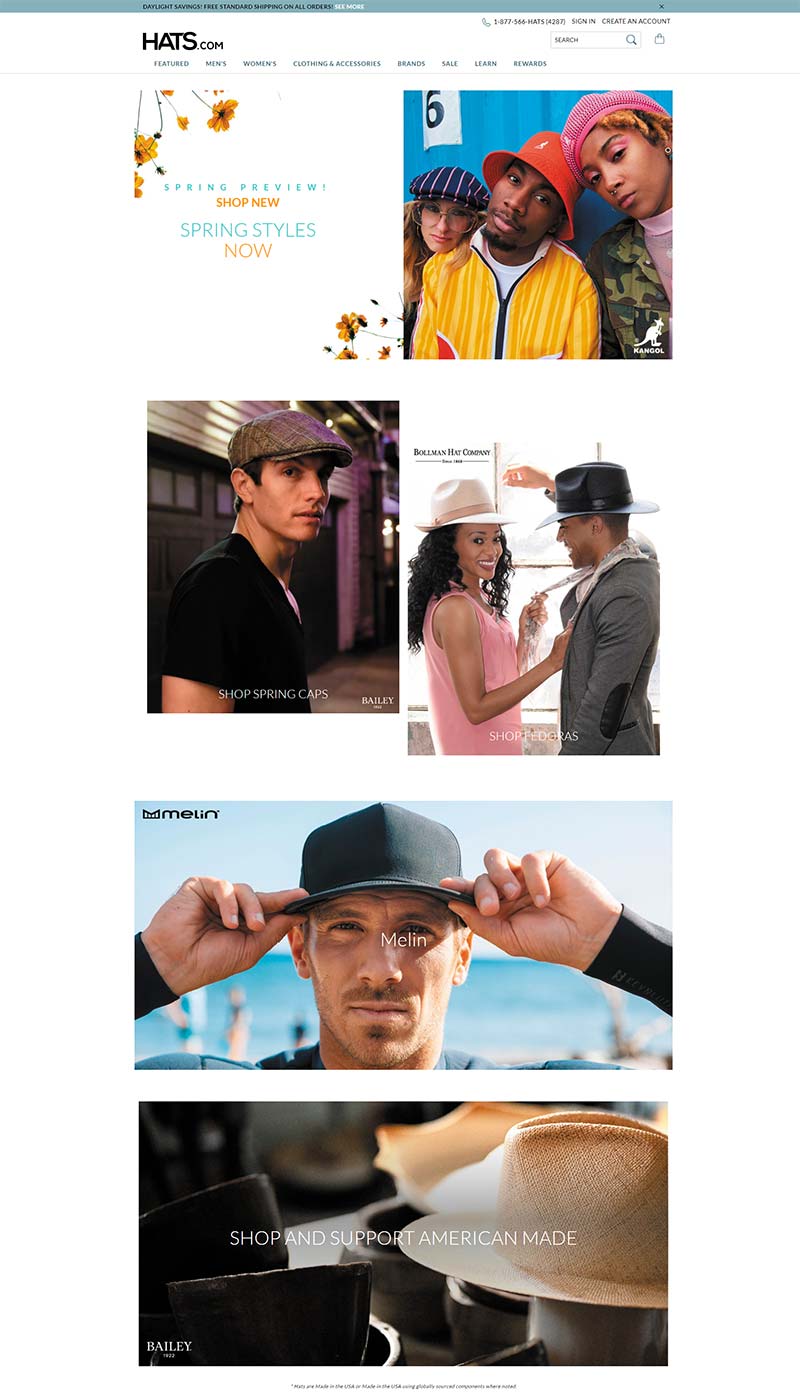 Hats.com 美国设计师帽子品牌购物网站