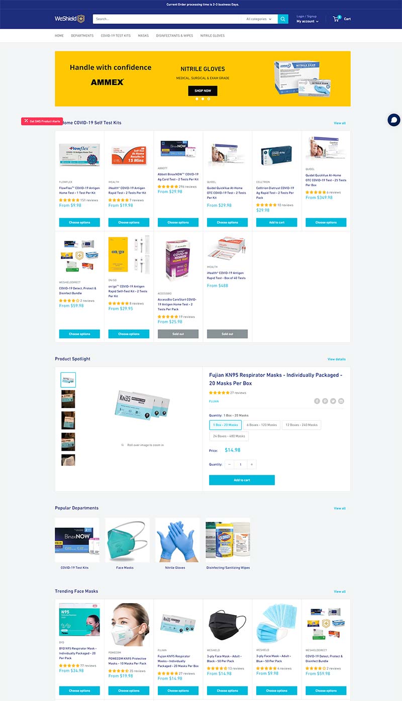 WeShield 美国医疗防护产品购物网站