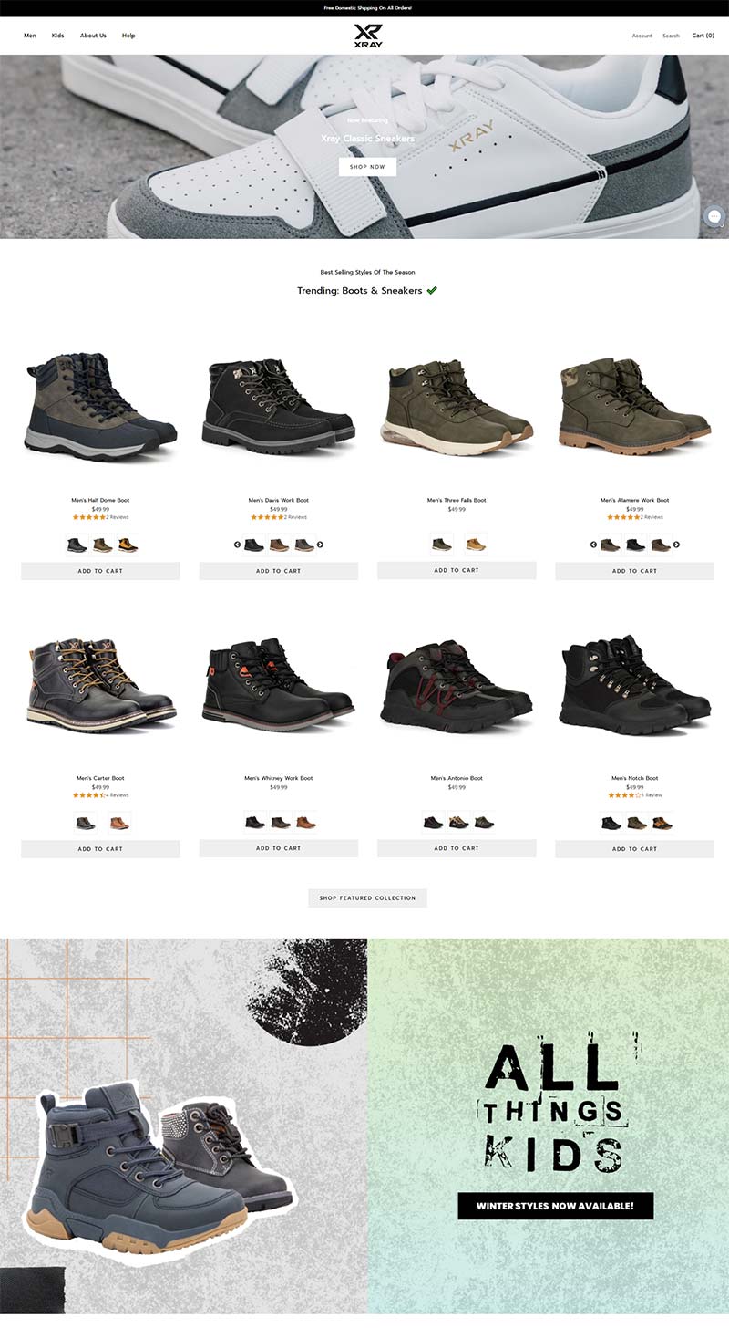 XRAY Footwear 美国时尚男鞋品牌购物网站
