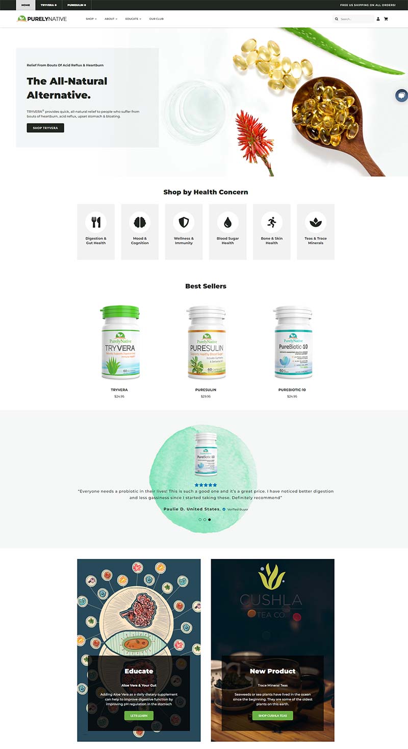 Purely Native 美国天然补充剂品牌购物网站