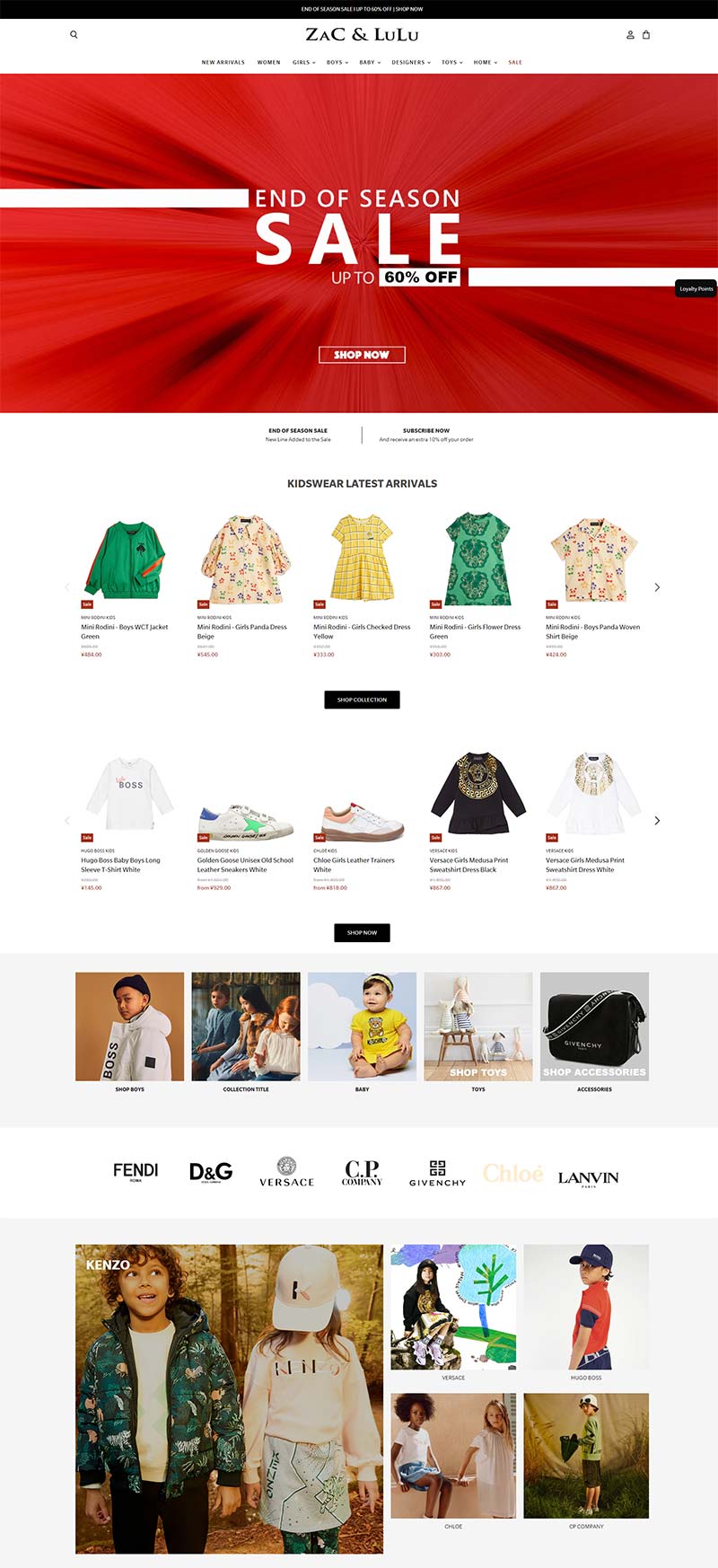 Zac & Lulu 英国设计师时尚童装购物网站