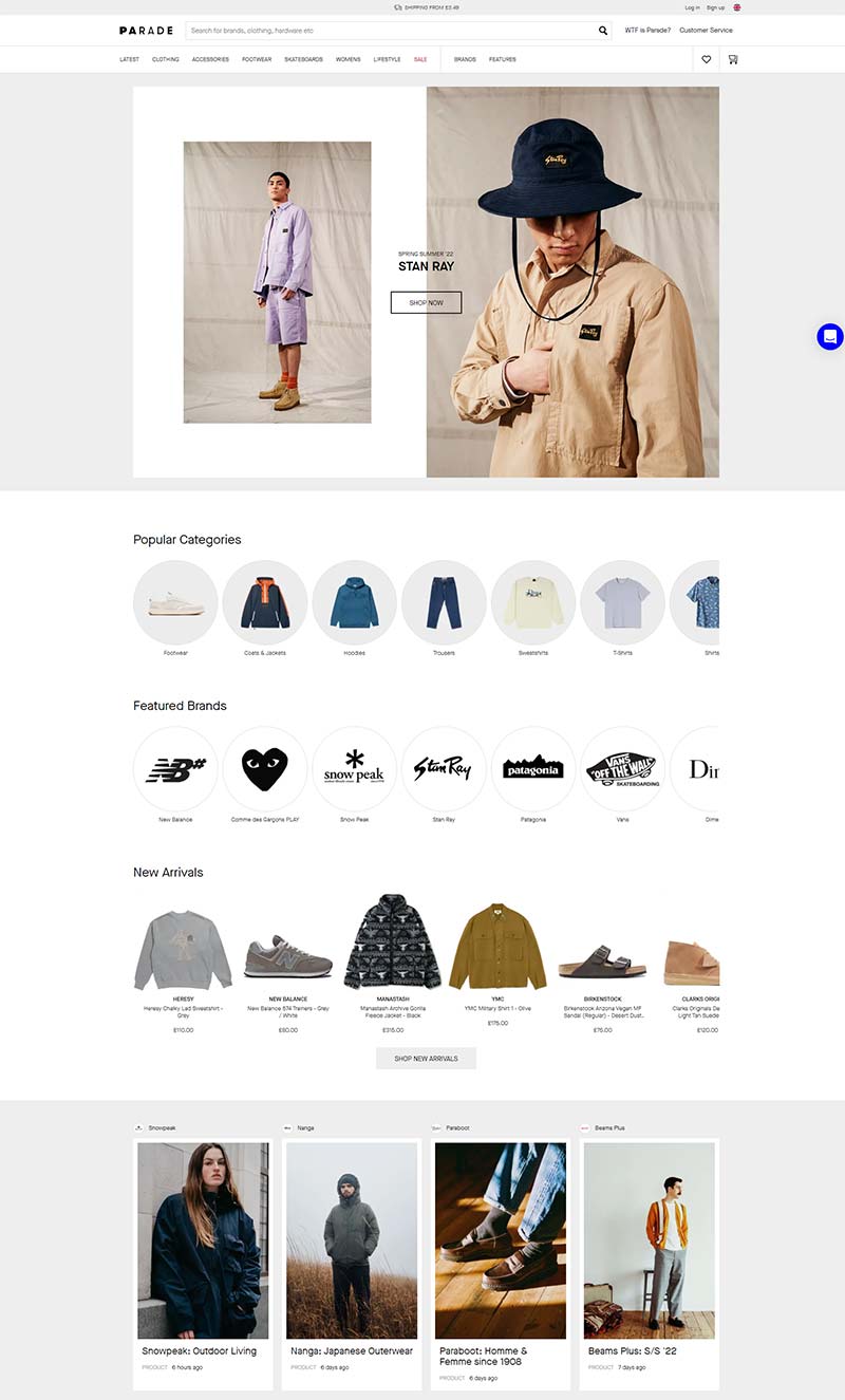 Parade World 英国滑板服饰品牌购物网站