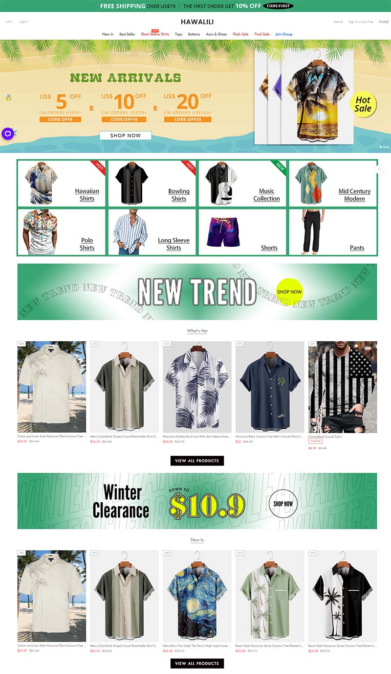 HAWALILI 英国休闲男装品牌购物网站