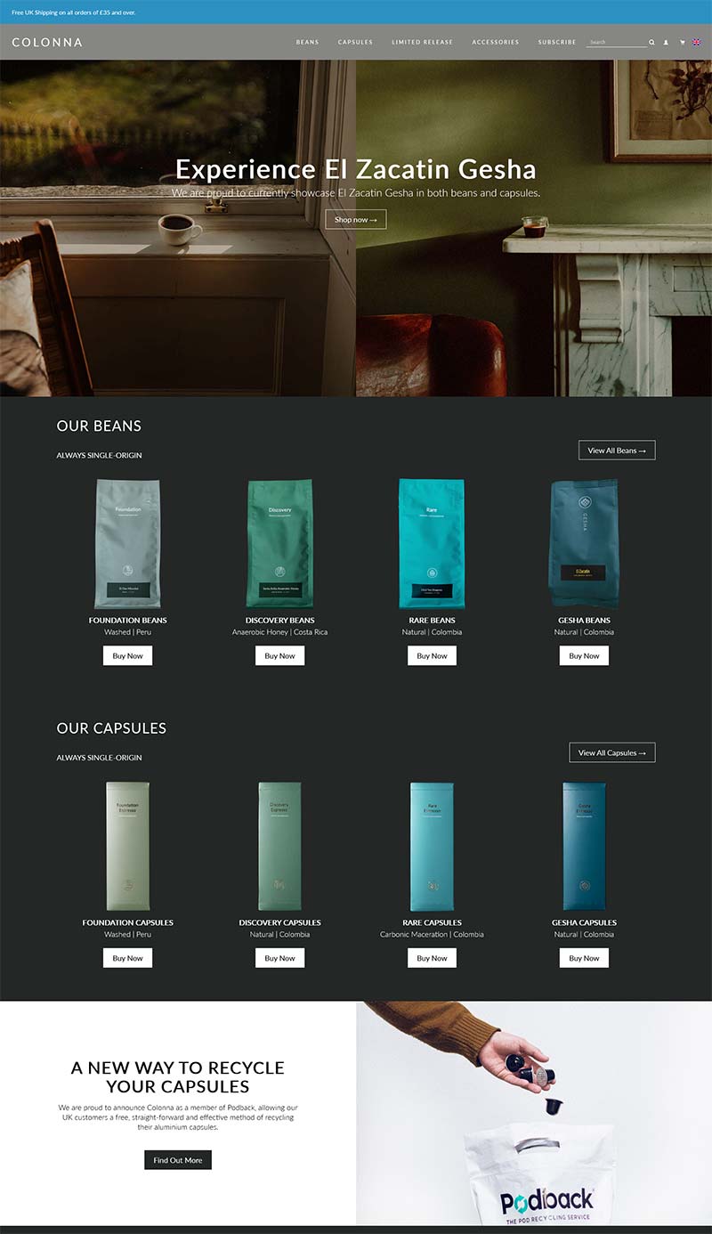 Colonna Coffee 英国品牌咖啡购物网站