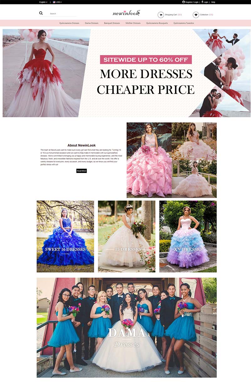 NewinLook 美国婚纱礼服在线购物网站