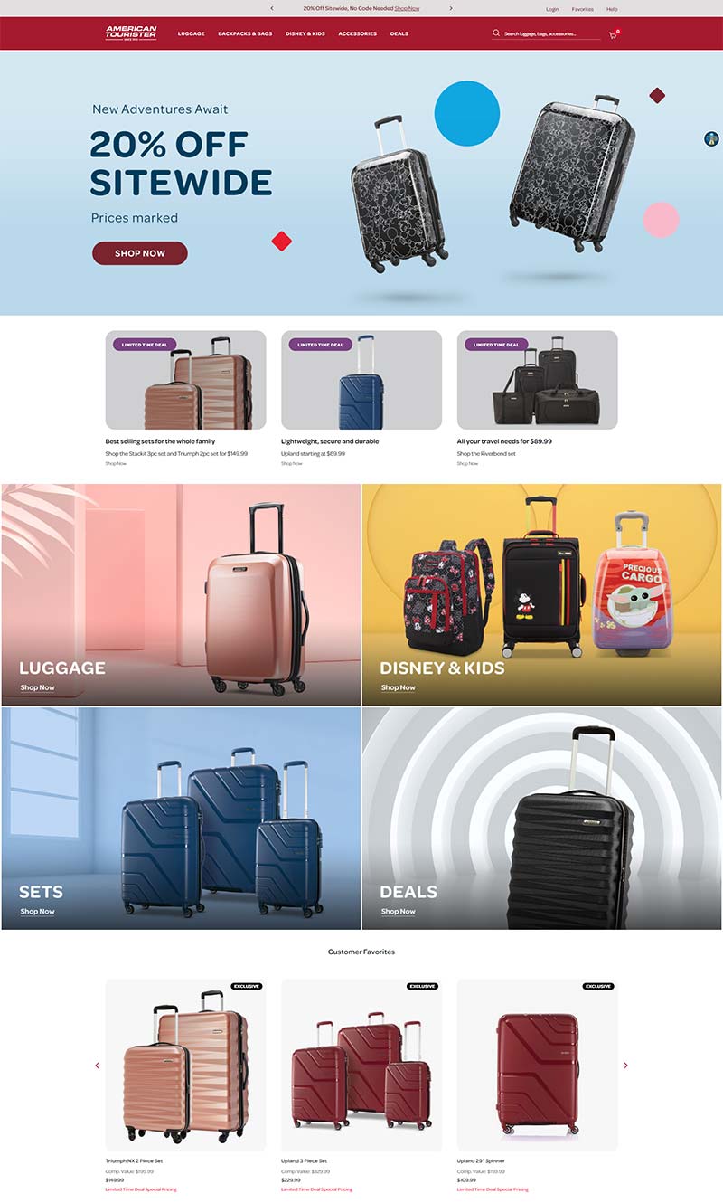 American Tourister 美国知名箱包品牌购物网站