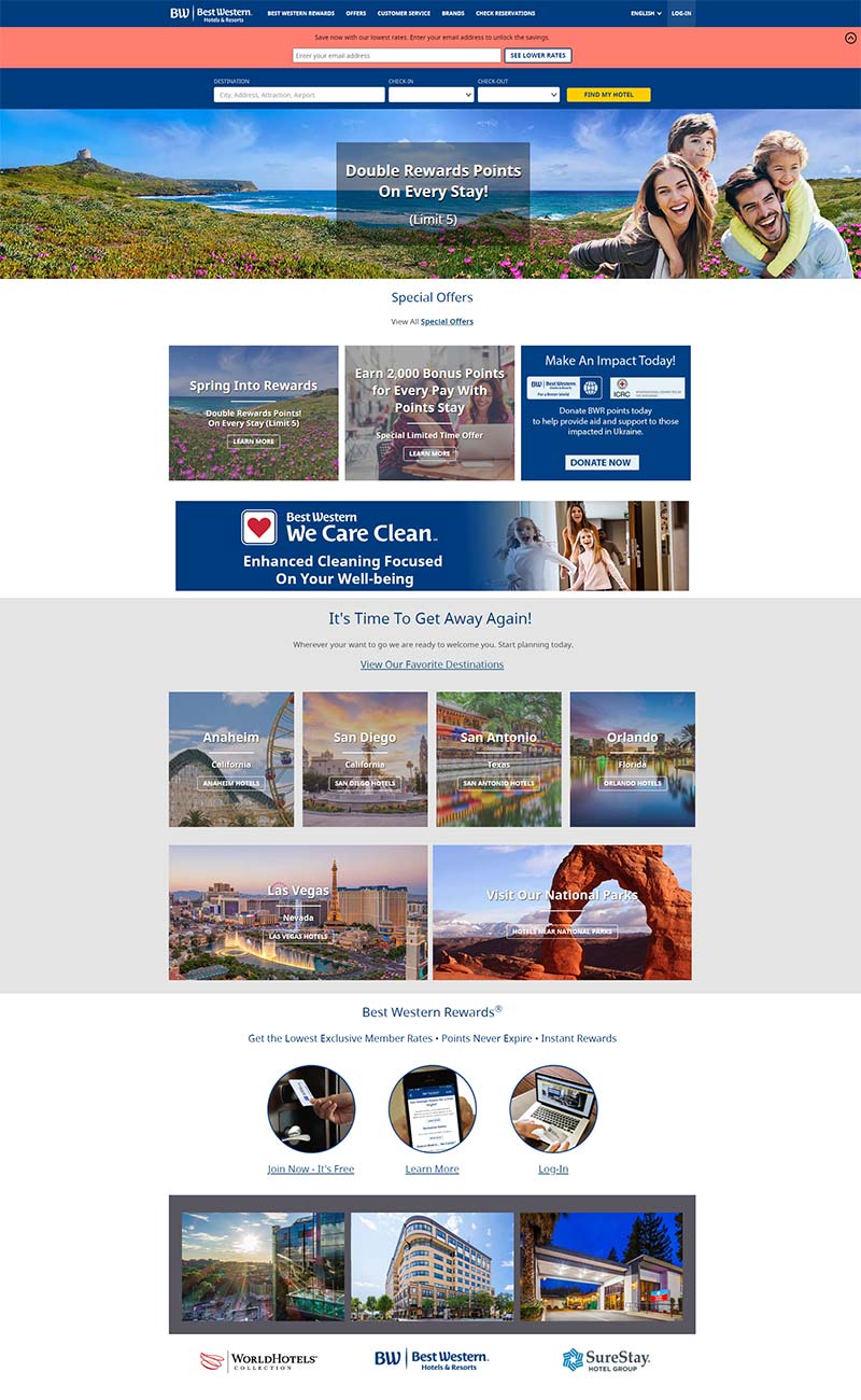Best Western 美国国际酒店品牌预订网站