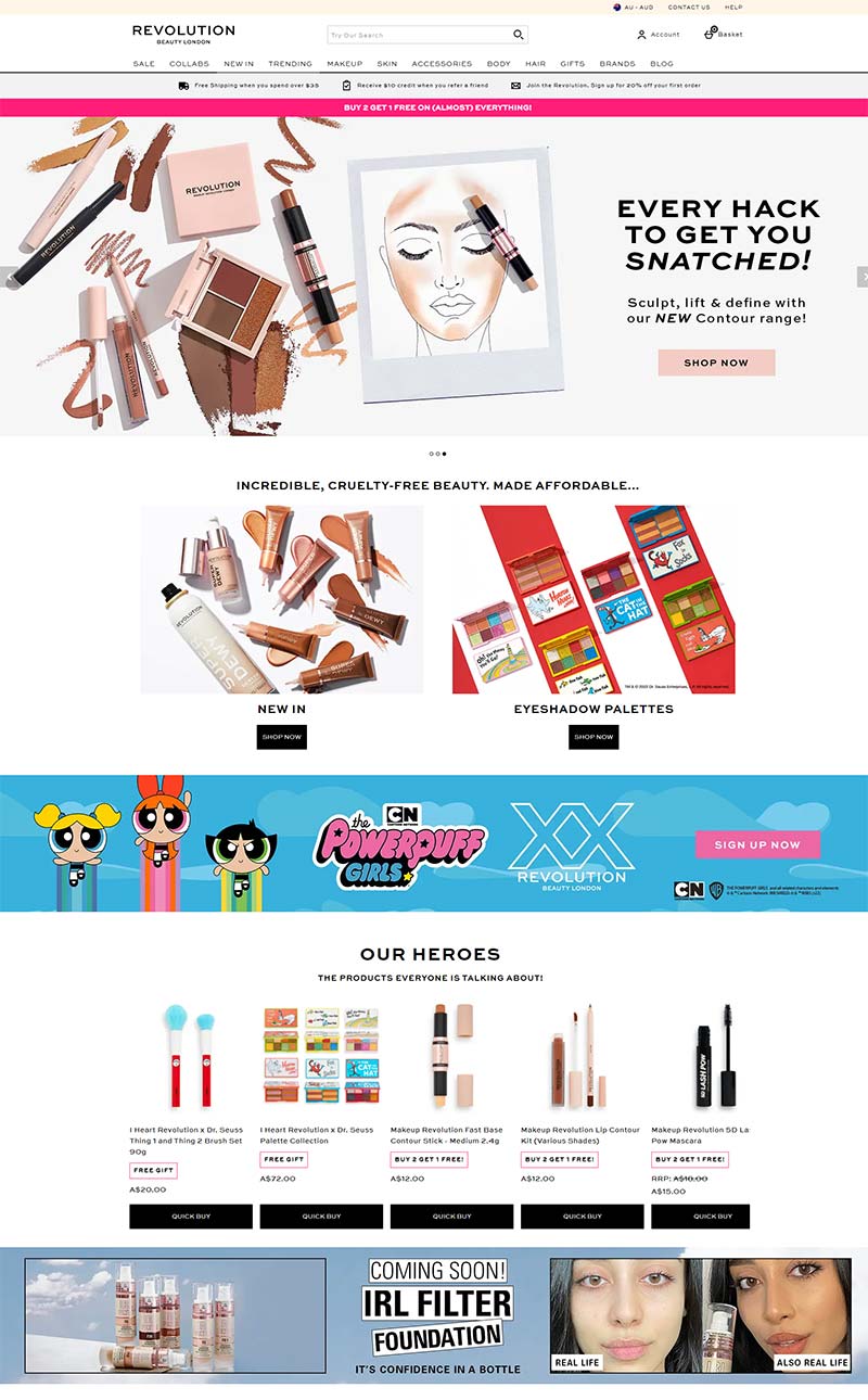 Revolution Beauty AU 英国知名美妆品牌澳大利亚官网