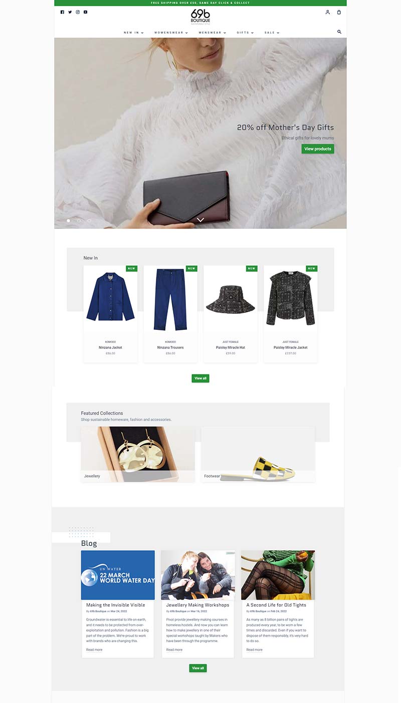 69b Boutique 英国时尚服饰品牌购物网站