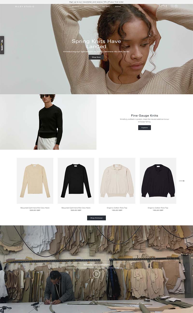Riley Studio 英国有机环保服饰购物网站