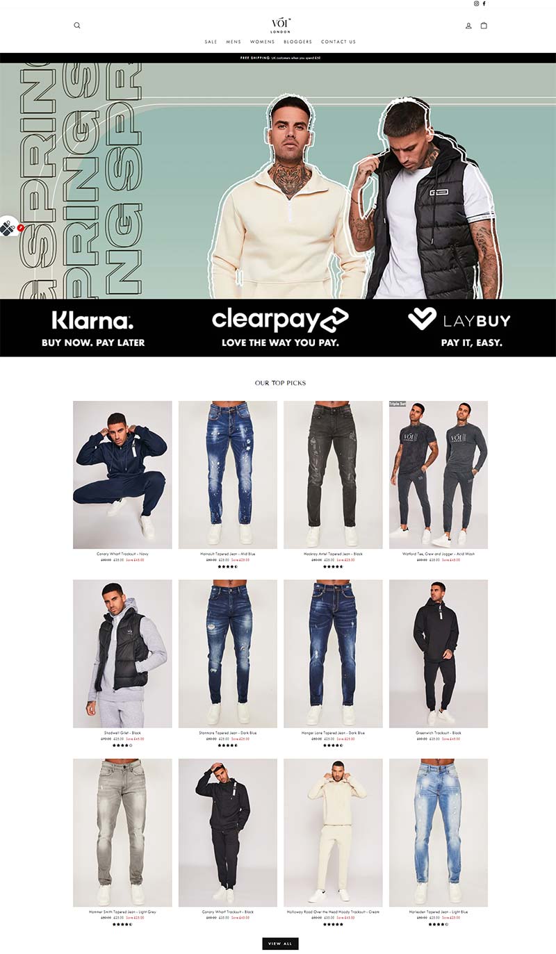 Voi Jeans 英国时尚休闲品牌购物网站
