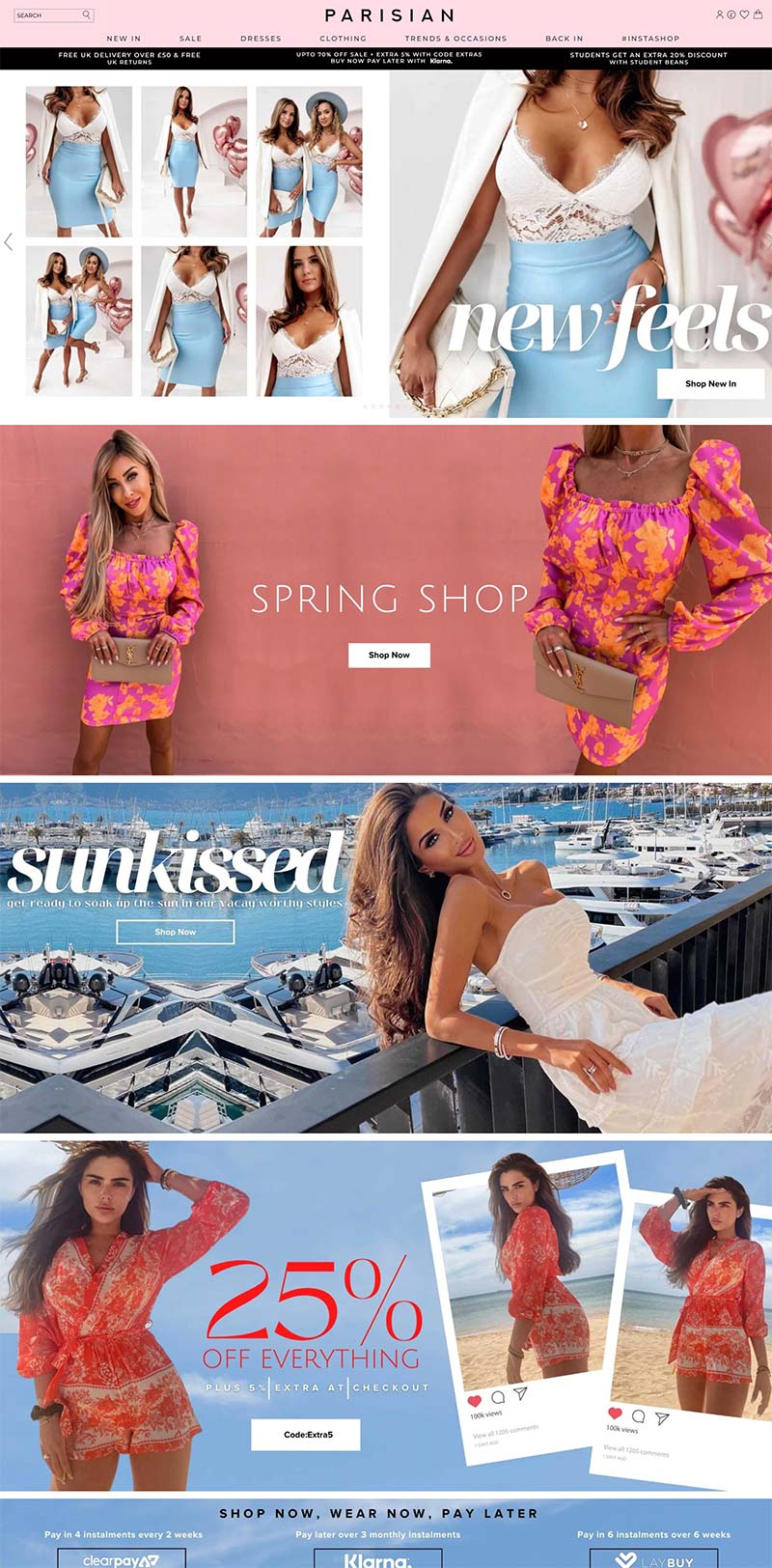 Parisian Fashion 英国快时尚女装品牌购物网站