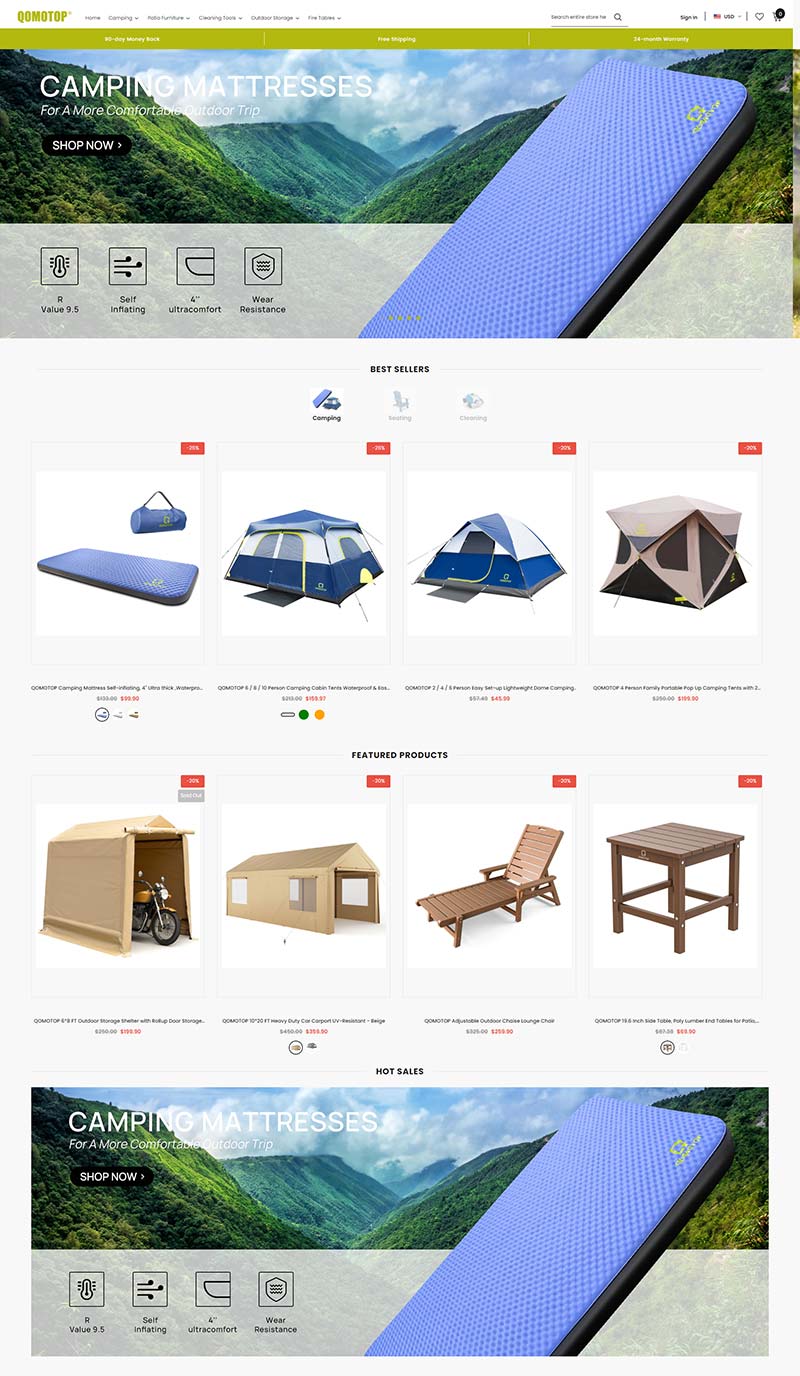 QOMOTOP 美国户外装备品牌购物网站