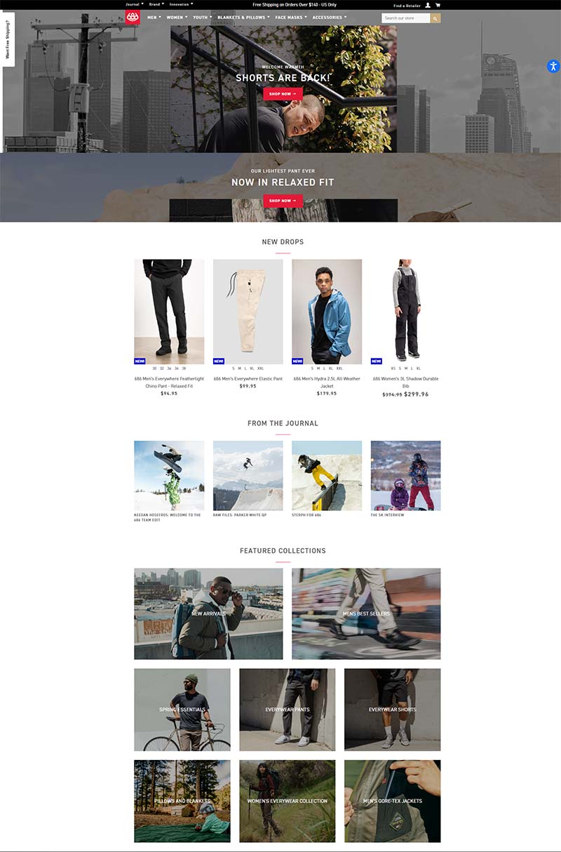 686.com 美国休闲男装品牌购物网站