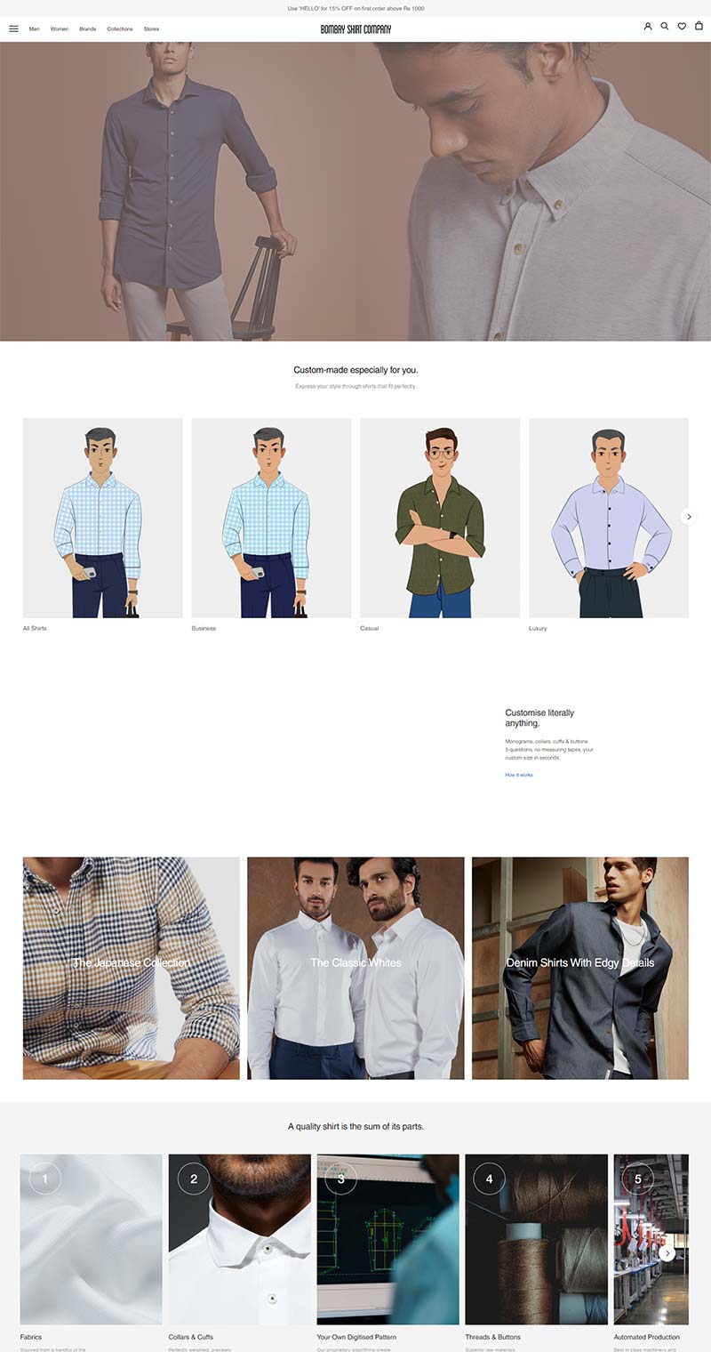 Bombay Shirts 印度衬衫定制品牌购物网站