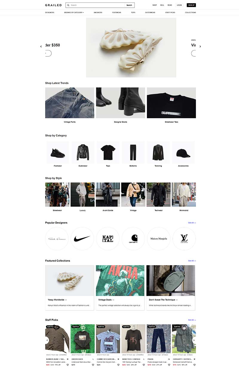 Grailed 美国时尚街头男装品牌购物网站