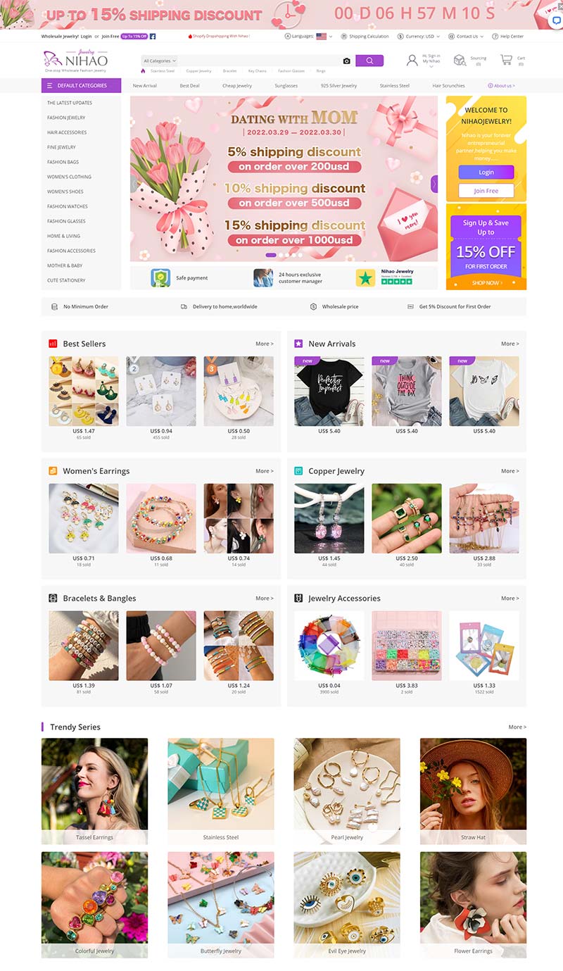 Nihao Jewelry 中国珠宝饰品批发购物网站