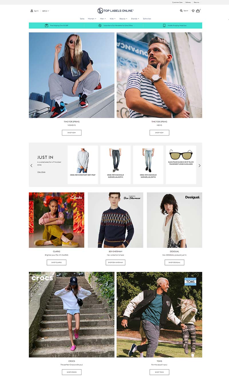 Top Labels Online 英国品牌休闲服饰购物网站
