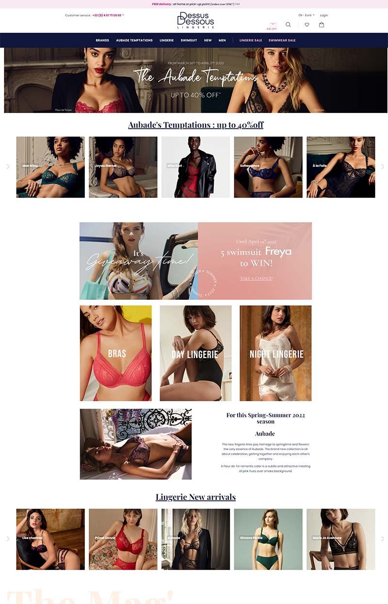 Dessus dessous UK 法国女性内衣品牌英国官网