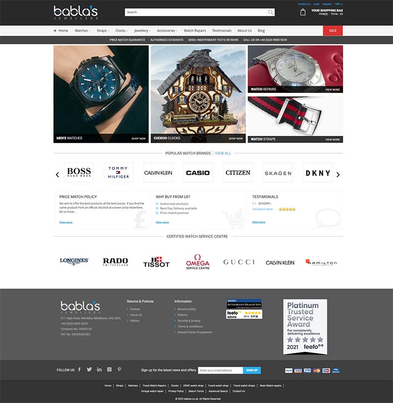 Babla's Jewelers 英国知名手表品牌购物网站