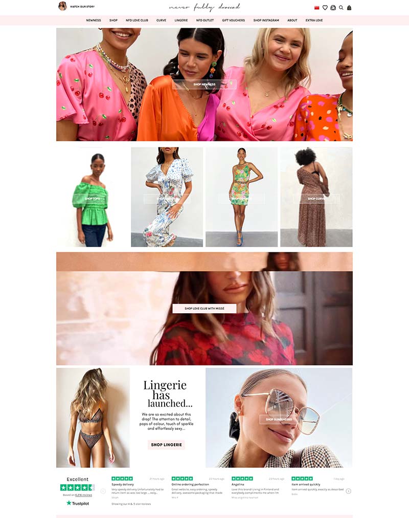 Never fully Dressed 英国女性时装品牌购物网站
