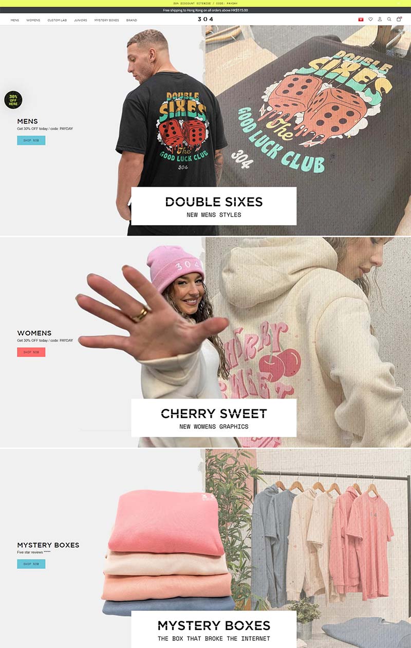 304 Clothing 英国街头服饰品牌购物网站
