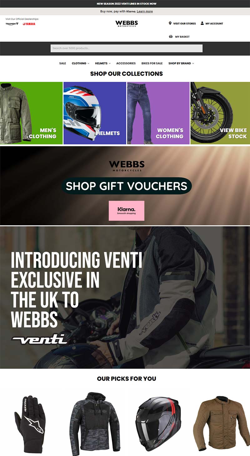 Webbs Motorcycles 英国摩托车骑行装备购物网站