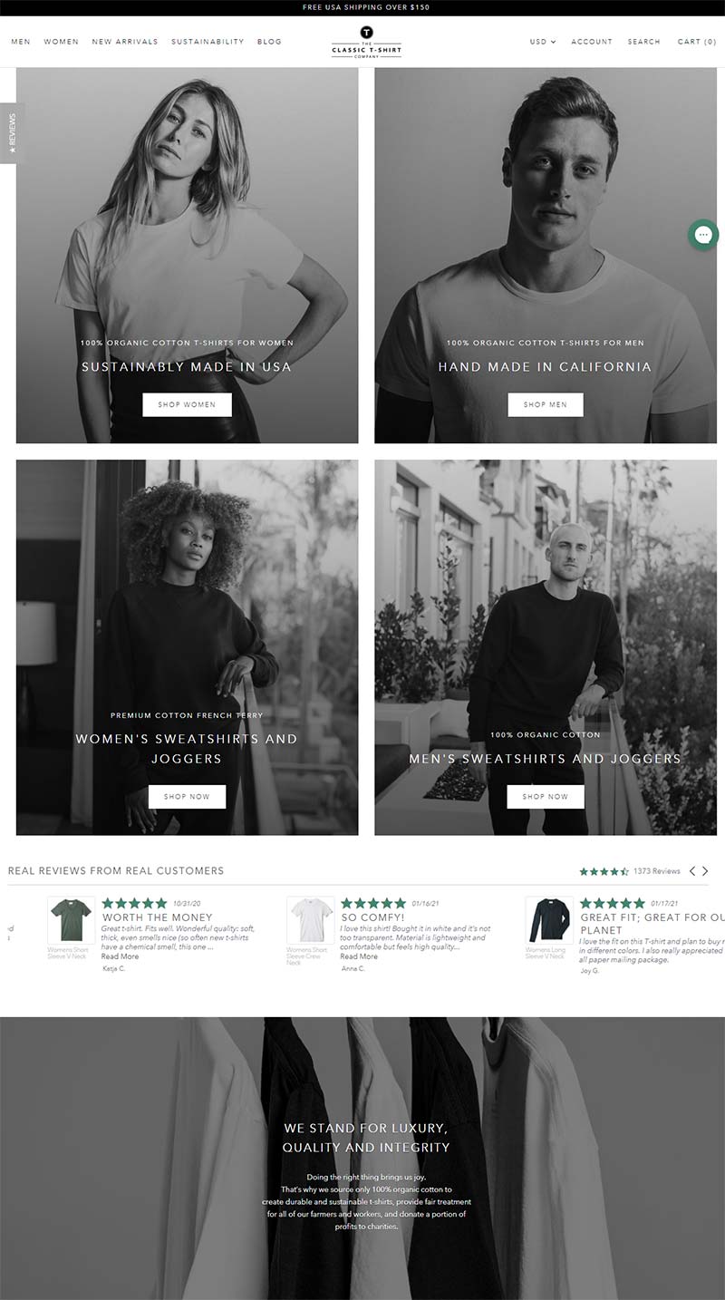 Classic T Shirt 美国时尚有机棉T恤购物网站