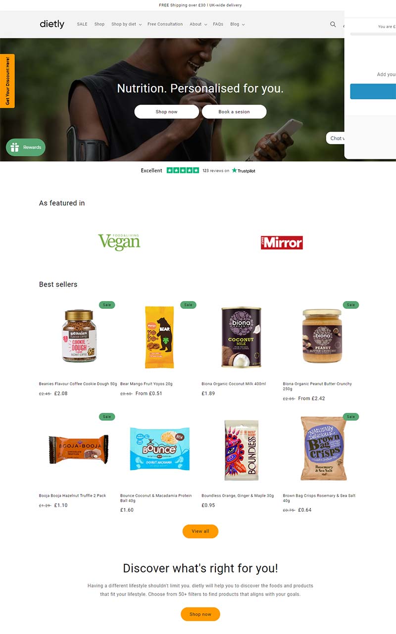 Dietly 英国健康营养饮食购物网站