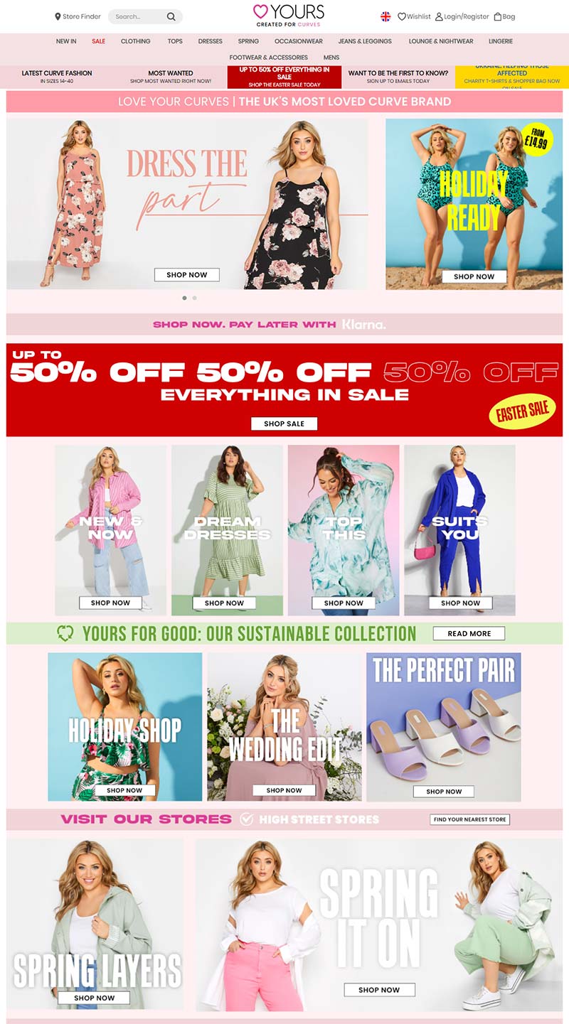 Yours Clothing 英国大码女装品牌购物网站
