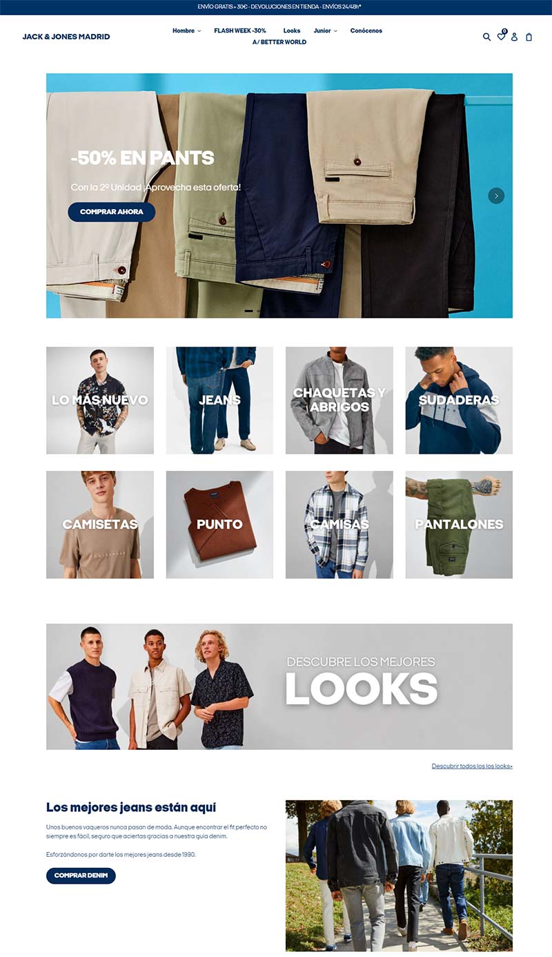 JACK & JONES MADRID 西班牙牛仔服饰品牌购物网站