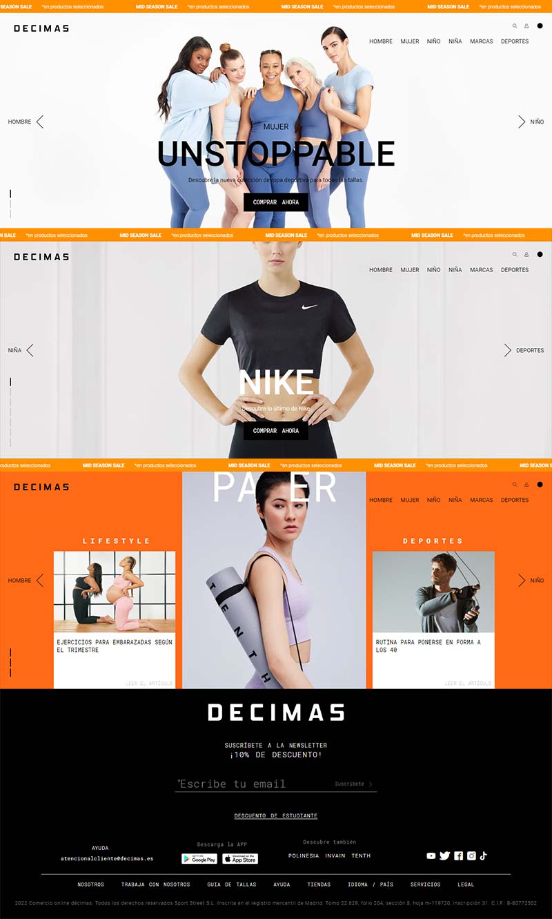DECIMAS 西班牙运动时装品牌购物网站
