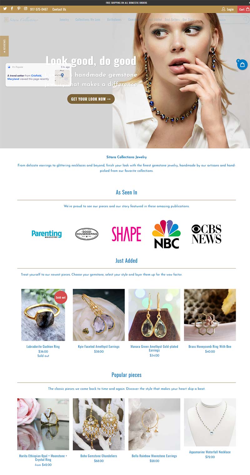 Sitara Jewelry 印度手工珠宝饰品购物网站