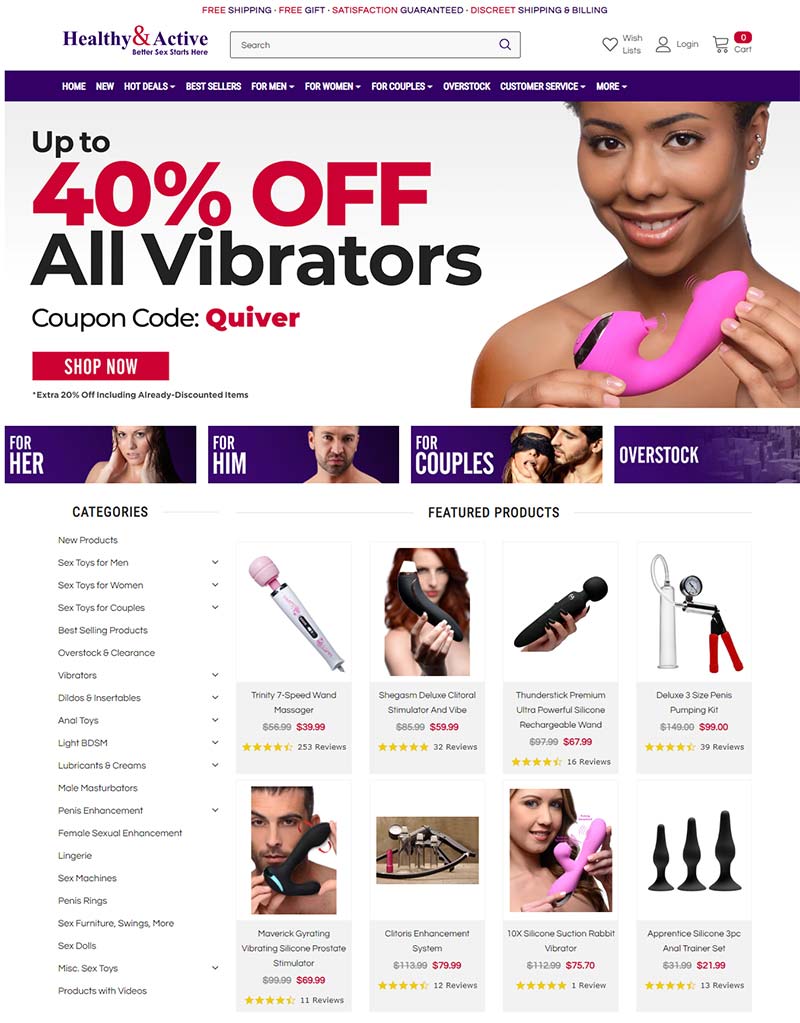 Healthy & Active 美国成人用品购物网站