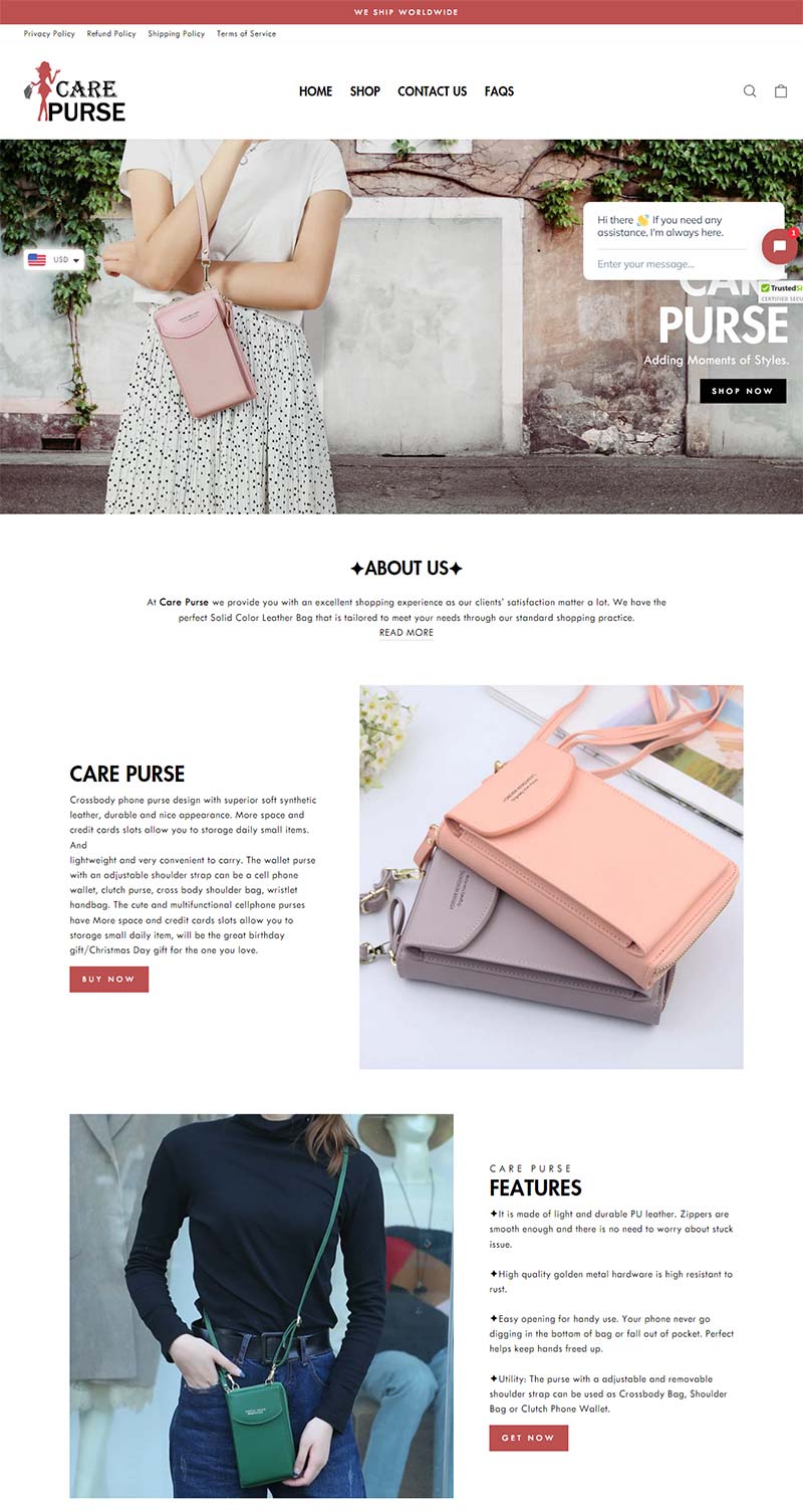 Care Purse 美国纯色女士包包购物网站