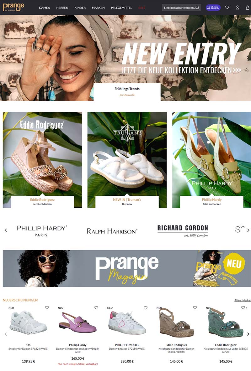 Prange Schuhe 德国品牌时尚鞋履购物网站