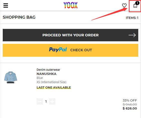 YOOX US official website view order
