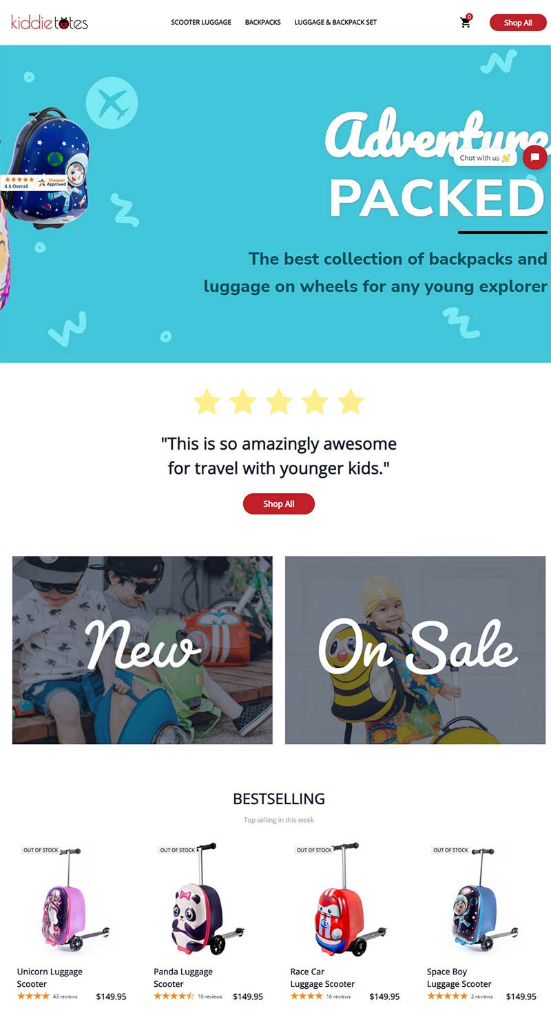 Kiddietotes 美国儿童行李箱品牌购物网站