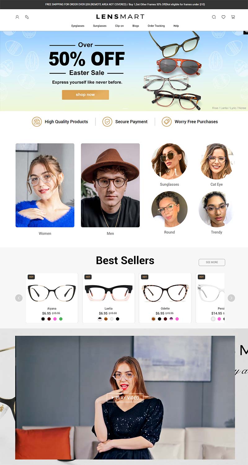 Lensmart 美国时尚光学眼镜品牌购物网站