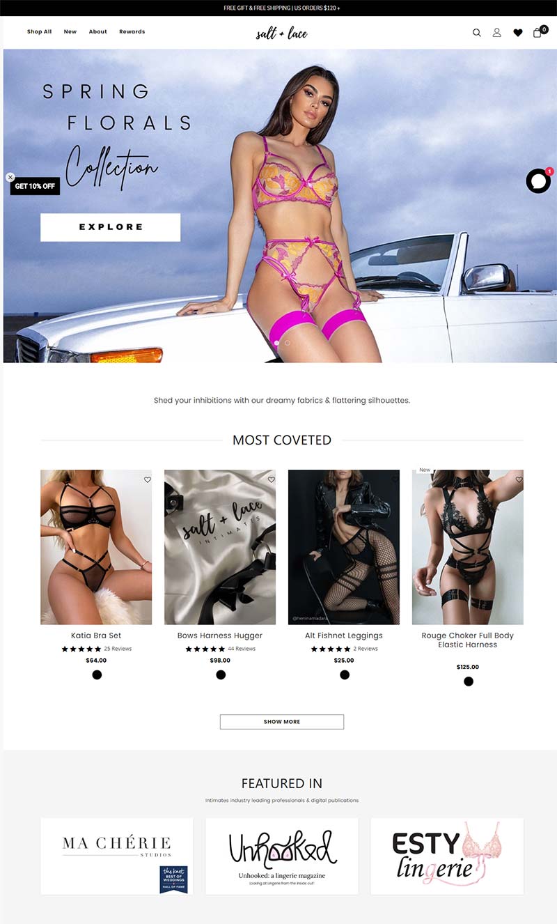 Salt & Lace 美国女性内衣品牌购物网站