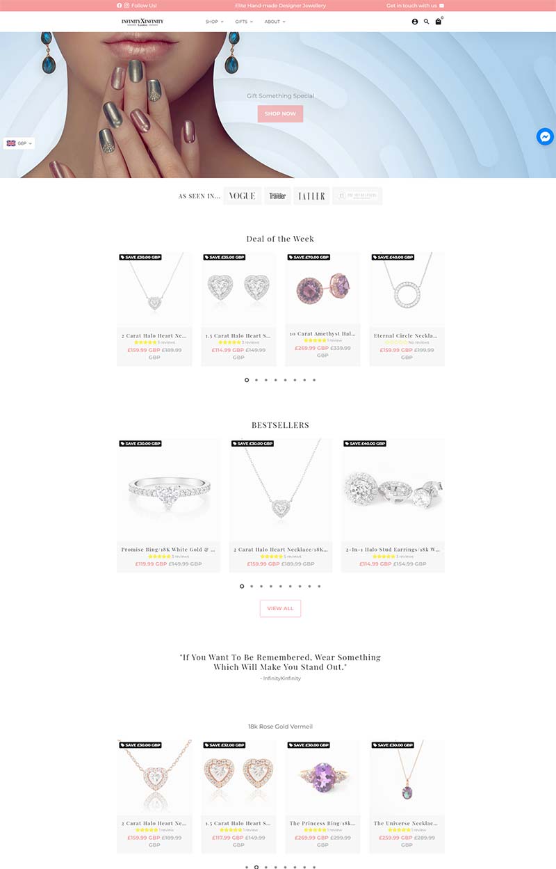 InfinityXinfinity 英国高端手工珠宝品牌购物网站