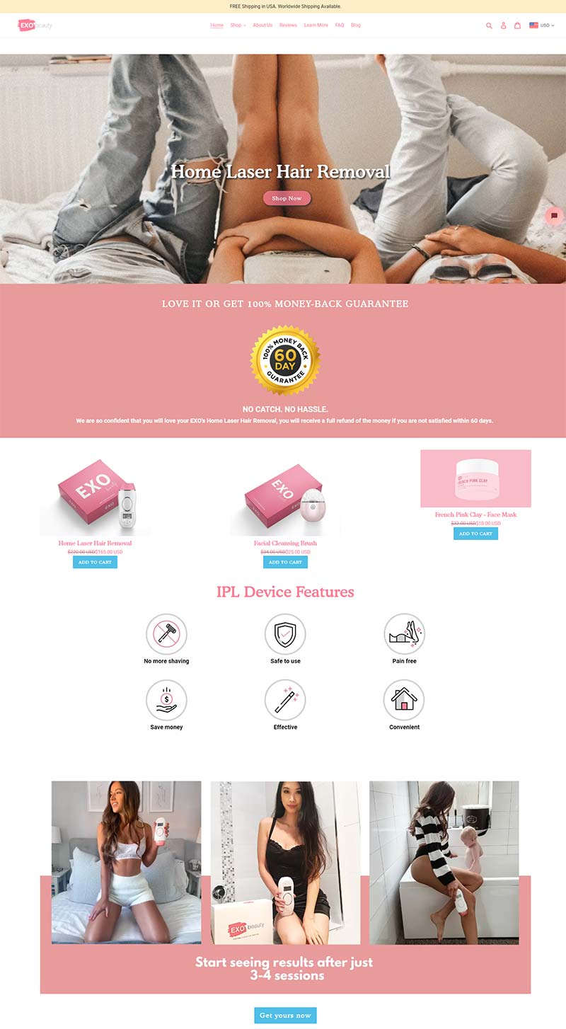 EXObeauty 美国激光脱毛仪品牌购物网站